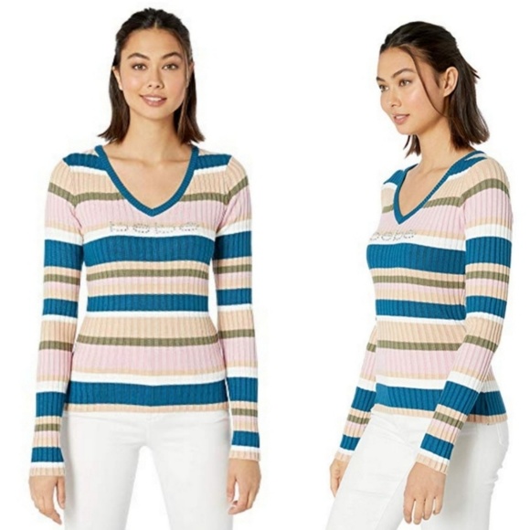 🆕️bebe Pink Nectar Stripe Ribbed Sweater